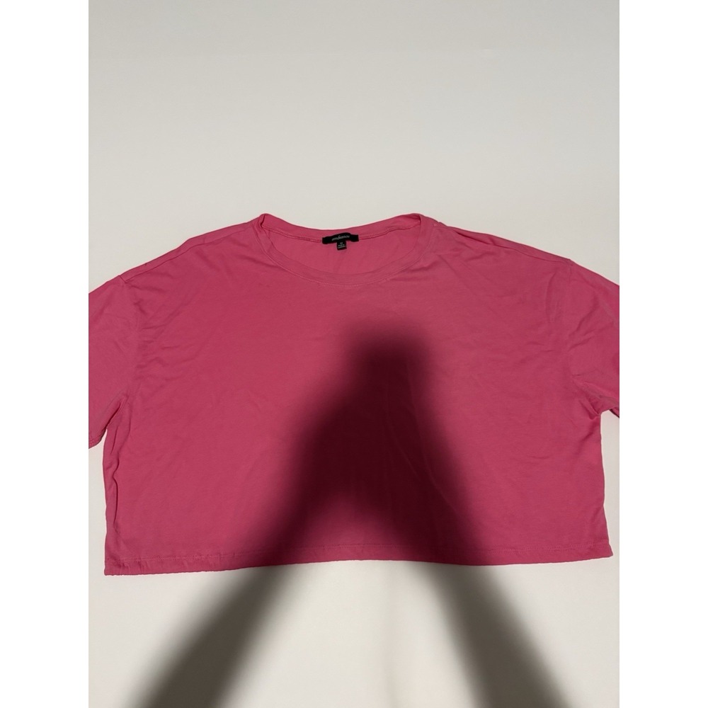 Ambiance Women Medium T-Shirt Pink Cropped Boxy Cotton Modal Casual Preppy NEW